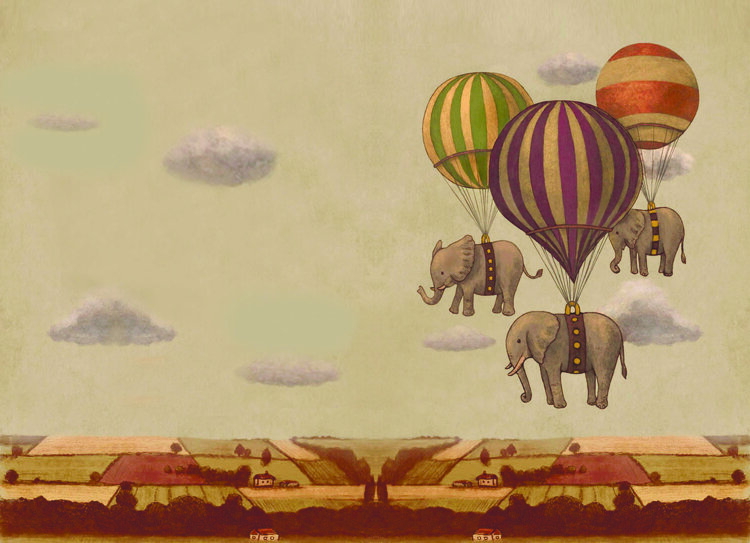 Обложка Слоны на шарах для паспорта / автодокументов