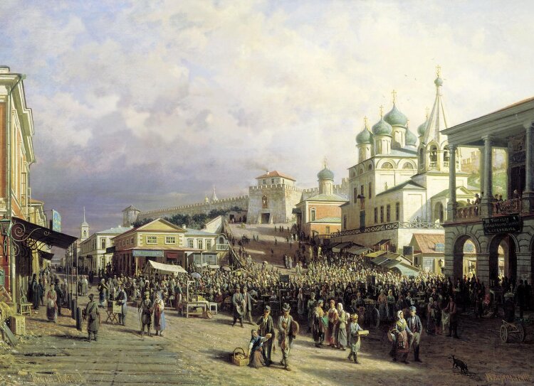 Обложка Верещагин рынок в нижнем Новгороде  для паспорта / автодокументов