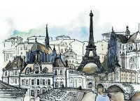 Обложка Paris sketch для паспорта / автодокументов